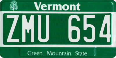 VT license plate ZMU654
