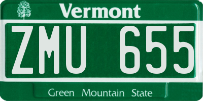VT license plate ZMU655