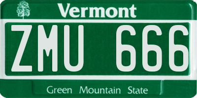 VT license plate ZMU666