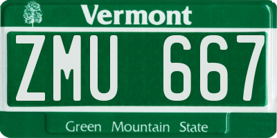 VT license plate ZMU667
