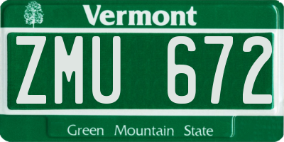 VT license plate ZMU672
