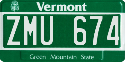 VT license plate ZMU674
