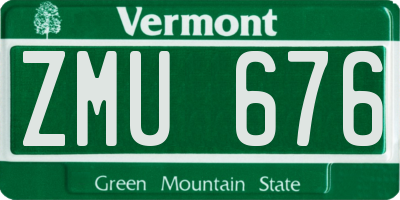 VT license plate ZMU676