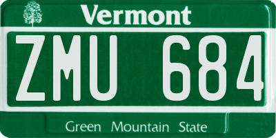 VT license plate ZMU684