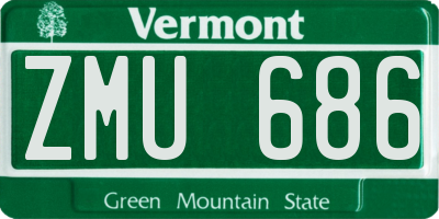 VT license plate ZMU686