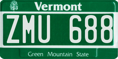 VT license plate ZMU688
