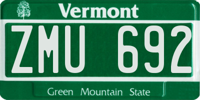 VT license plate ZMU692