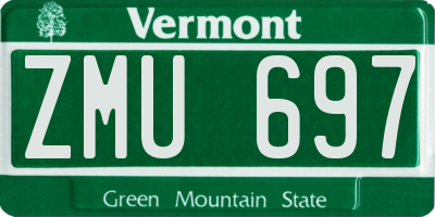 VT license plate ZMU697