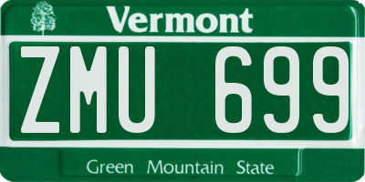 VT license plate ZMU699