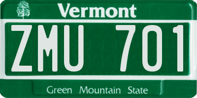 VT license plate ZMU701