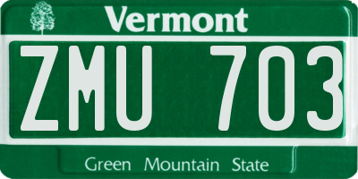 VT license plate ZMU703