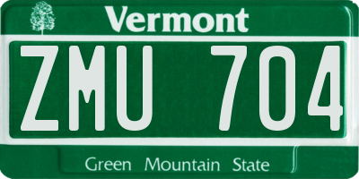 VT license plate ZMU704