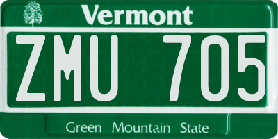 VT license plate ZMU705