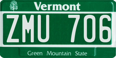 VT license plate ZMU706
