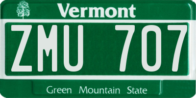VT license plate ZMU707