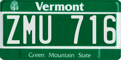 VT license plate ZMU716