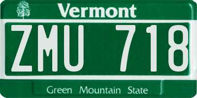 VT license plate ZMU718