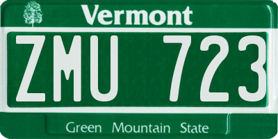 VT license plate ZMU723