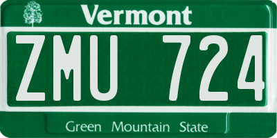 VT license plate ZMU724