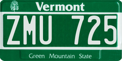 VT license plate ZMU725