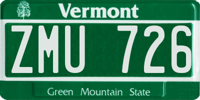 VT license plate ZMU726