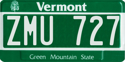 VT license plate ZMU727