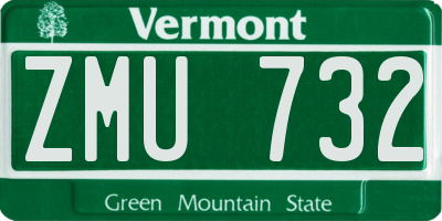 VT license plate ZMU732