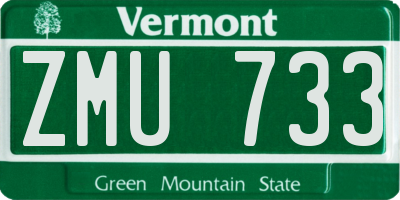 VT license plate ZMU733