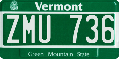 VT license plate ZMU736