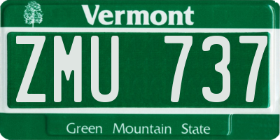 VT license plate ZMU737
