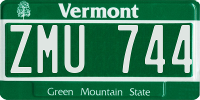 VT license plate ZMU744