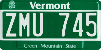 VT license plate ZMU745
