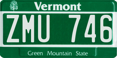 VT license plate ZMU746