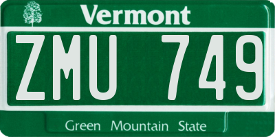 VT license plate ZMU749