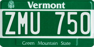 VT license plate ZMU750