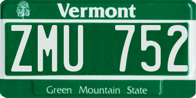 VT license plate ZMU752