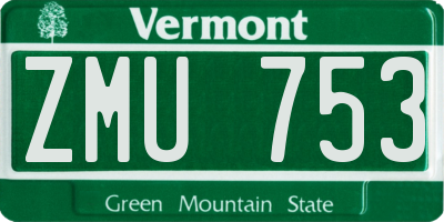 VT license plate ZMU753