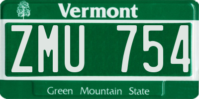 VT license plate ZMU754
