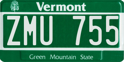 VT license plate ZMU755