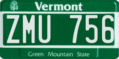 VT license plate ZMU756