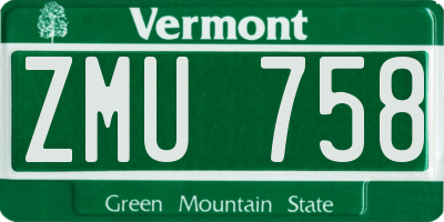 VT license plate ZMU758