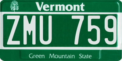 VT license plate ZMU759