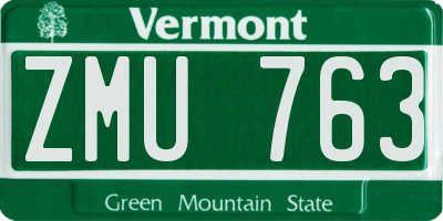 VT license plate ZMU763