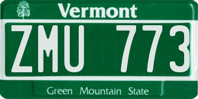 VT license plate ZMU773