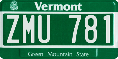 VT license plate ZMU781