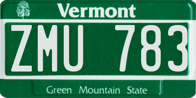 VT license plate ZMU783