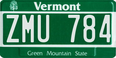 VT license plate ZMU784