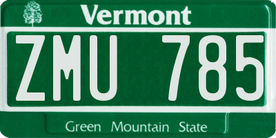 VT license plate ZMU785