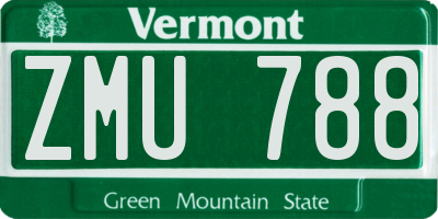 VT license plate ZMU788
