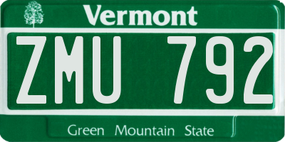 VT license plate ZMU792
